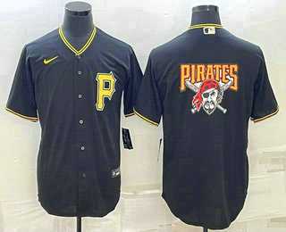 Men%27s Pittsburgh Pirates Big Logo Black Stitched MLB Cool Base Nike Jersey